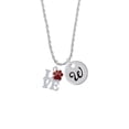 thumbnail image 2 of Delight Jewelry Silvertone Love with Maroon Paw Silvertone Script Initial Disc - W - Charm Necklace, 20"+3", 2 of 4