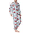thumbnail image 2 of Fotbe Cute Red Crabs With Nautical Pijama de Hombre con Estampado de Manga Larga, Conjunto de 2 Piezas, Ropa de Dormir Suave y Cómoda con Bolsillos-XX-Large, 2 of 7