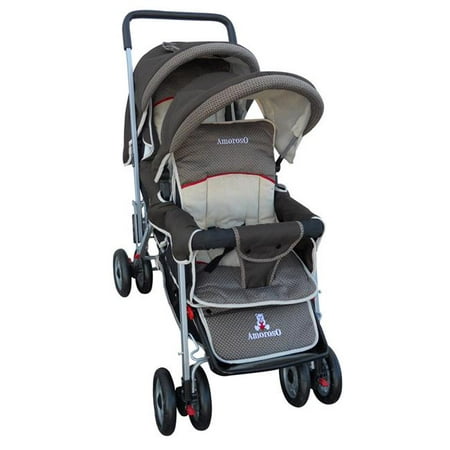 Double stroller Tandem style With 2 canopies (Best Double Pram For Newborn And 2 Year Old)