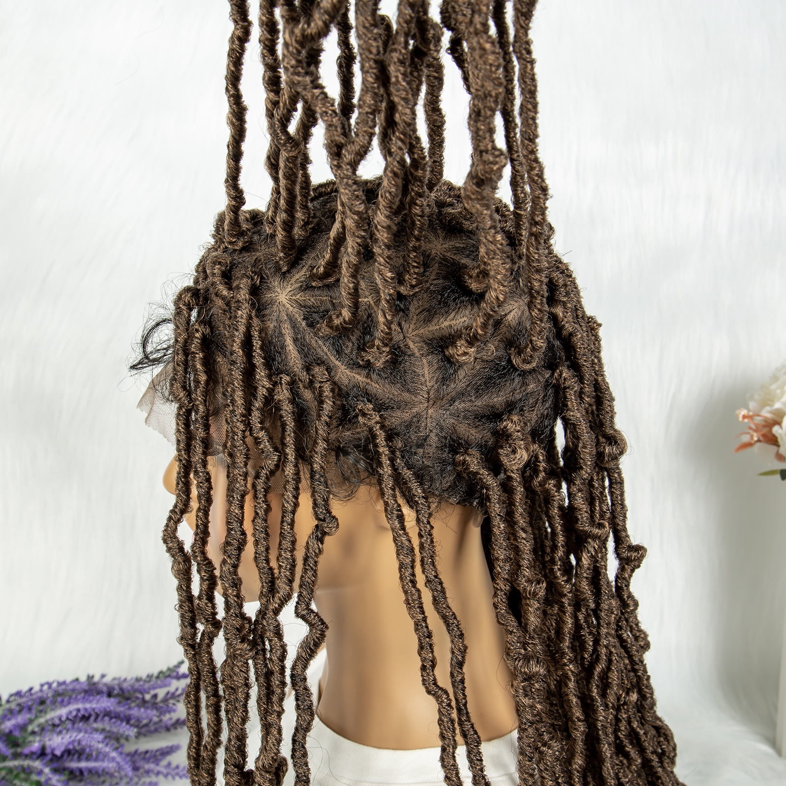 Full Lace Braided Wigs Synthetic Lace Wigs 34 Inches Handmade Braided Wigs Crochet Wigs Faus Locs Braided Wigs for Women (1B/27 color)