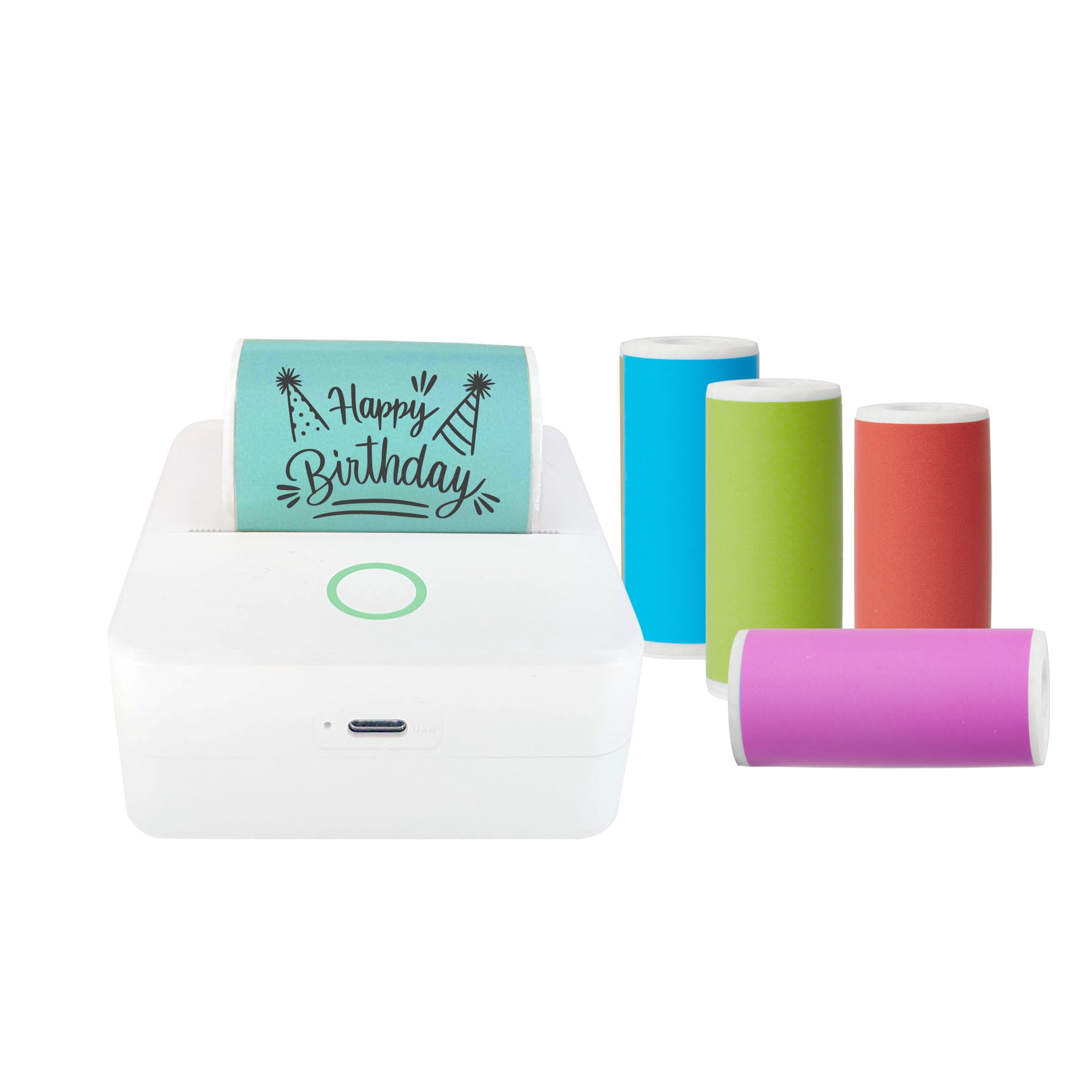 Core Innovations Thermal Printer Adhesive Sticker Paper Rolls, Primary Colors, 2.18", 5-Pack