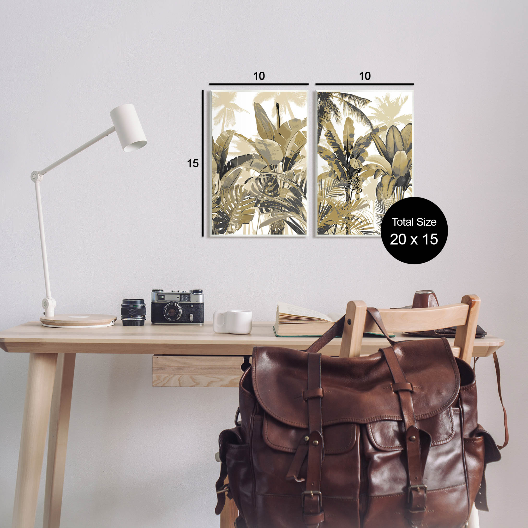 Tropical Jungle Plants Vegetation Botanical & Floral Graphic Art Unframed Art Print Wall Art, Set of 2