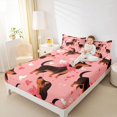 thumbnail image 3 of Homewish Kawaii Pet Dachshund Bed Sheets,Cute Heart Print Full Size Sheets,Pink,4pcs,1 Flat Sheet, 1 Fitted Sheet and 2 Pillowcases, 3 of 6
