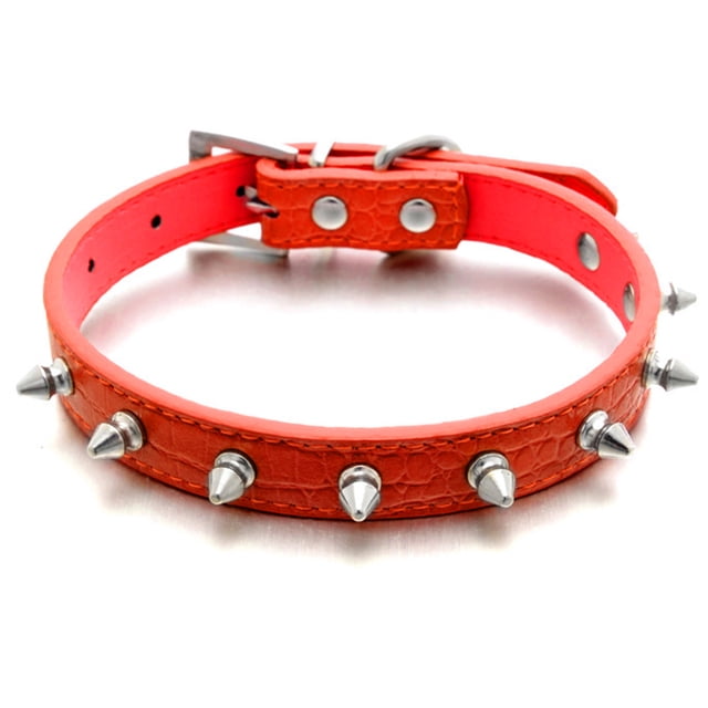 Pu Leather One Row Of Adjustable Dog Collar With Nails