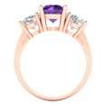 thumbnail image 4 of 3.25ct round cut purple natural amethyst 18k rose gold 3 stone Bridal Wedding Engagement Promise Anniversary Ring for Women size 3.75, 4 of 7