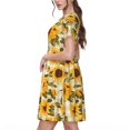 thumbnail image 2 of Logiee Scottish Plaid Sunflower Print Womens Summer Dress,Casual Short Sleeve Sundresses,Beach A-line Shift Dress with Pockets, 2 of 6