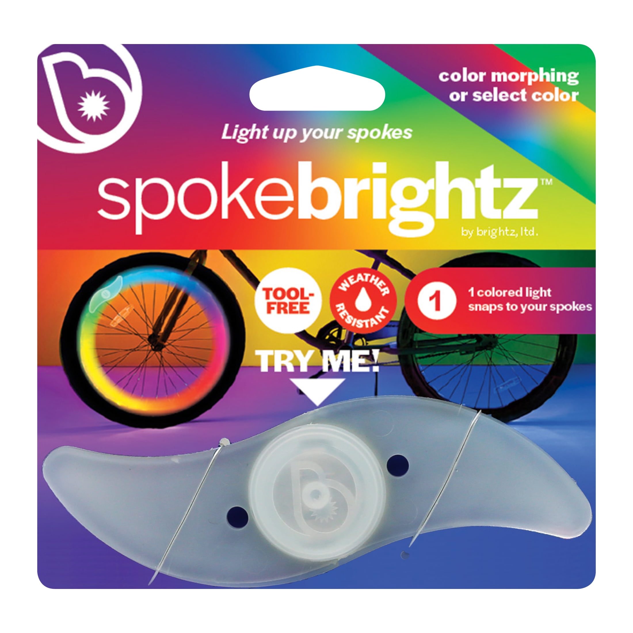 Spoke Brightz Color Morphing LED Bicycle Spoke Light, for 1 Wheel