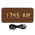 thumbnail image 3 of Réveil Électronique, Horloge Numérique en Bois à Écran Large Multifonctionnelle pour Bureau, 3 of 8
