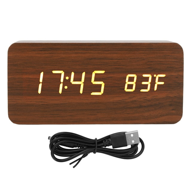LED Wood Digital Clock, Widescreen Memory Function Multifunctional Electronic Alarm Clock For Bedroom