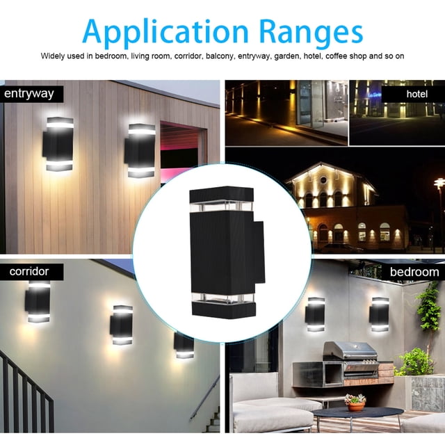 Aplique de Pared Arba y Abajo Con Bombillas Led de Color Cálido incluidas, Aluminio y Vidrio Duraderos, Diseño Elegante para Dormitorio, Sala de Estar, Adecuado para Uso