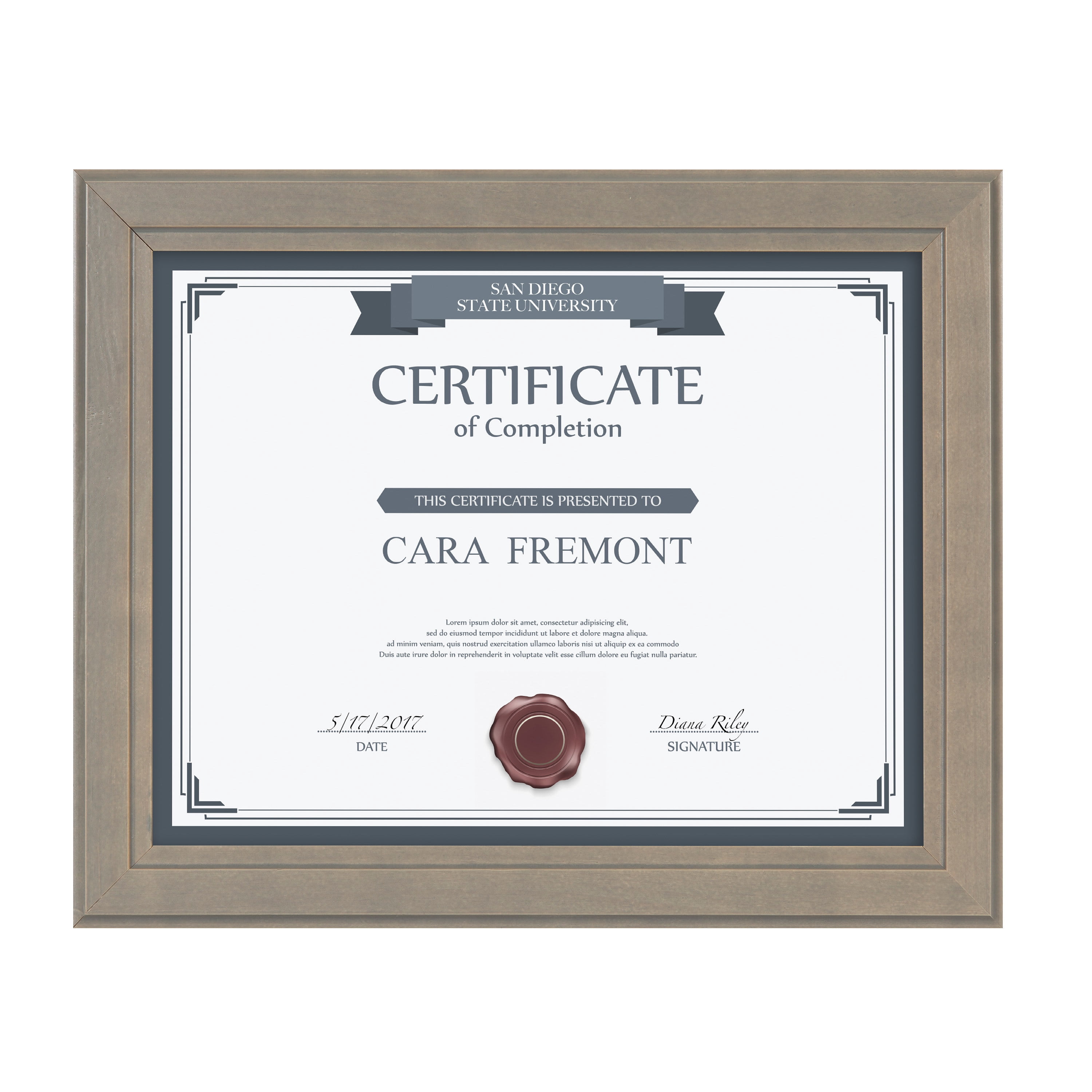 DesignOvation Kieva Solid Wood Document Frames, Gray 8.5x11, Pack of 6
