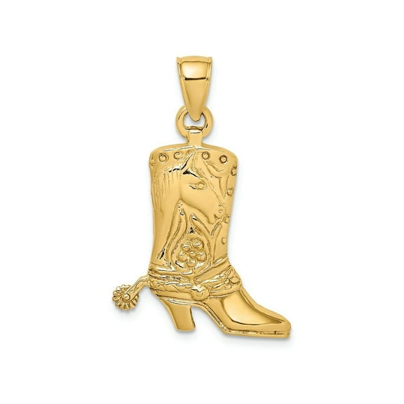 FJC Finejewelers 14k Yellow Gold Cowboy Boot with Spur Charm