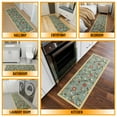 thumbnail image 4 of Ottomanson Floral Bathroom Runner Rug 20" x 59" - Non Slip Low Pile Carpet, Seafoam Green, 4 of 13