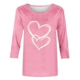 thumbnail image 4 of Ounisa Womens 3/4 Sleeve Crew Neck Valentine T Shirts Love Heart Printed Graphic Tee Tops, 4 of 5