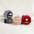 thumbnail image 3 of Octagonal Velvets Rings Box Vintage Jewelry Necklace Storage Case For Wedding-Dual ring-Purplish Red-Product code 58217 Dual Ring Purplish Red, 3 of 5