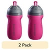 (2 pack) Tommee Tippee Insulated Sporty Straw Toddler Cup, 12m+, 9oz, Spill-Proof, Pink, 1-Pack
