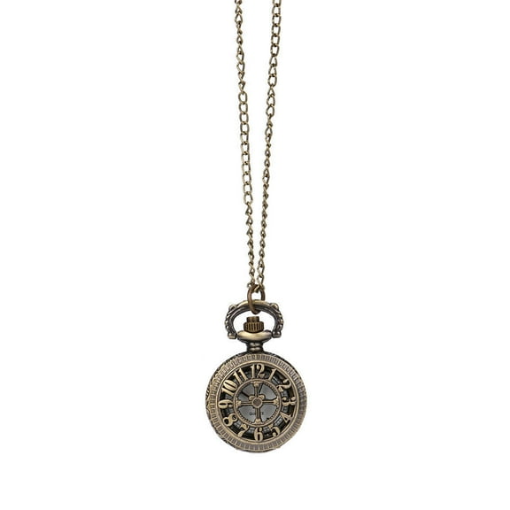 Vintage Steampunk Retro Bronze Design Pocket Watch Quartz Pendant Necklace Gift