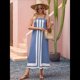thumbnail image 4 of Vestido Bohemio Floral para Mujer, Vestido Informal de Verano con Bloques de Color. Azul S, 4 of 8