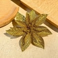 thumbnail image 4 of WMGHA Glitter Poinsettia 3 inch Artificial Flowers Christmas with Clips Stems Xmas Tree Ornaments for New Year Party Stairs Fireplace Porch Balcony Garden Church Wreath Decoration, 4 of 8