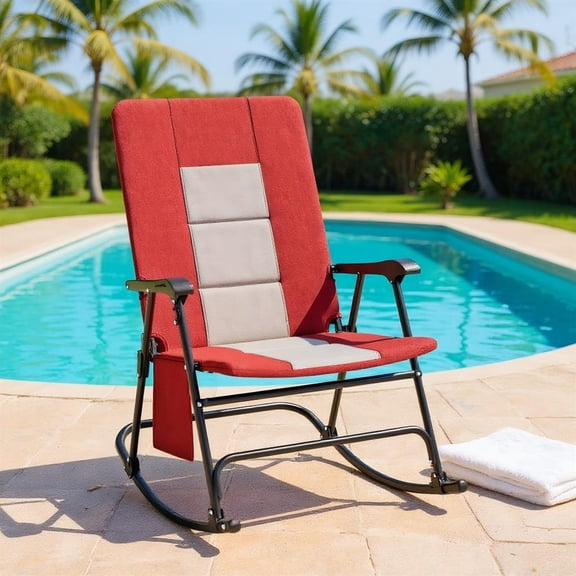 Topcobe Outdoor Zero Gravity Folding Lounge Rocker, Comfortable, Red