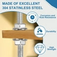 thumbnail image 4 of Uxcell 5Pcs 3/8"-16x90mm Threaded Rods with Hex Nuts, 304 Stainless Steel Fully Threaded Rod Right Hand Threads with 10Pcs Flange Nut for Clamps Hangers U-Bolt, Silver Tone, 4 of 7