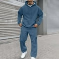 thumbnail image 2 of CharmCyan Men's 2 Piece Tracksuit Set Casual Hoodie and Jogger Sweatpants Outfit, Soft Fleece Loungewear, Drawstring Hooded Sweatshirt with Pockets, Relaxed Fit Sportswear for Everyday Comfort Blue S, 2 of 2