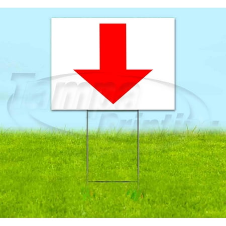 Arrow Down (18" x 24") Yard Sign, Includes Metal Step Stake