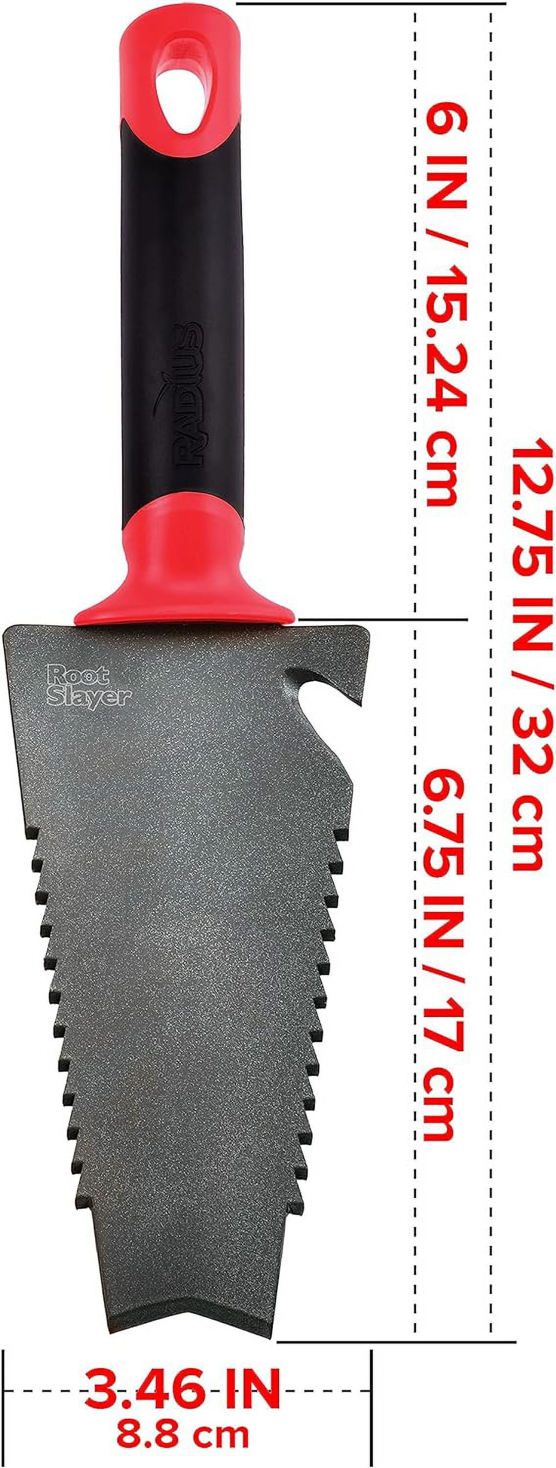 RGHJAR-16011 Garden Trowel with Serrated Blade for Digging and Root Cutting, Heavy Duty Steel Hand Tool, Red
