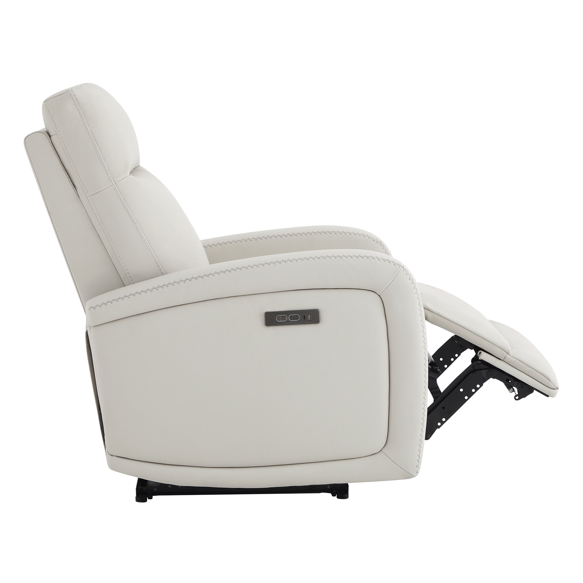 Spruce & Spring Zero Wall Hugger Power Recliner for Compact Spaces, Cream-Faux Leather