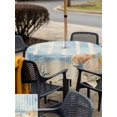 thumbnail image 5 of Outdoor Tablecloth with Umbrella Hole for Patio/Picnic/Party/Camping, Summer Ocean Waterproof Table Cloth Square Cover Washable, Blue Coastal Beach Starfish Shells Couch Beige (60"x 60"), 5 of 8