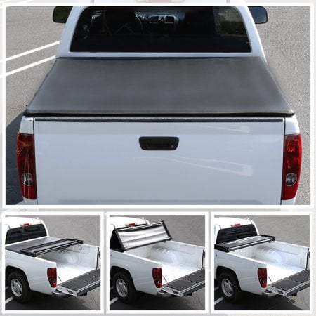 OUTAD Soft Roll Up Tonneau Cover Lamp Design 1988-2007 For Chevy For Silverado For GMC For Sierra 8 Feet 96 Inch Bed Size Only + LED
