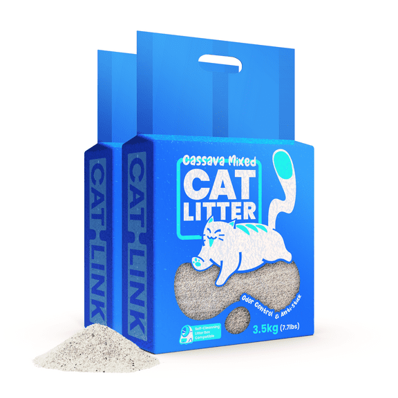 CATLINK Cassava Mixed Cat Litter, Long Lasting Odor Control, Low Dust Formula, for Litter Box Multi-Cat (7.7lb × 2 Bags)