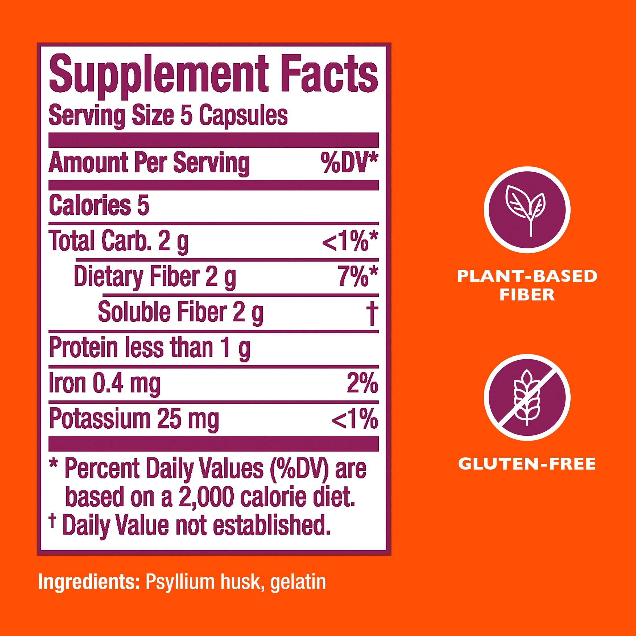 Metamucil Psyllium Husk Capsules, 100 Capsules, 3-in-1 Daily Fiber