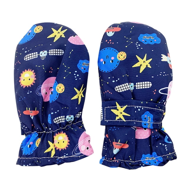 Warm And Velvet Mittens, Cartoon Pattern Gloves, Children's Ski Gloves 2-3 Years Old L Size