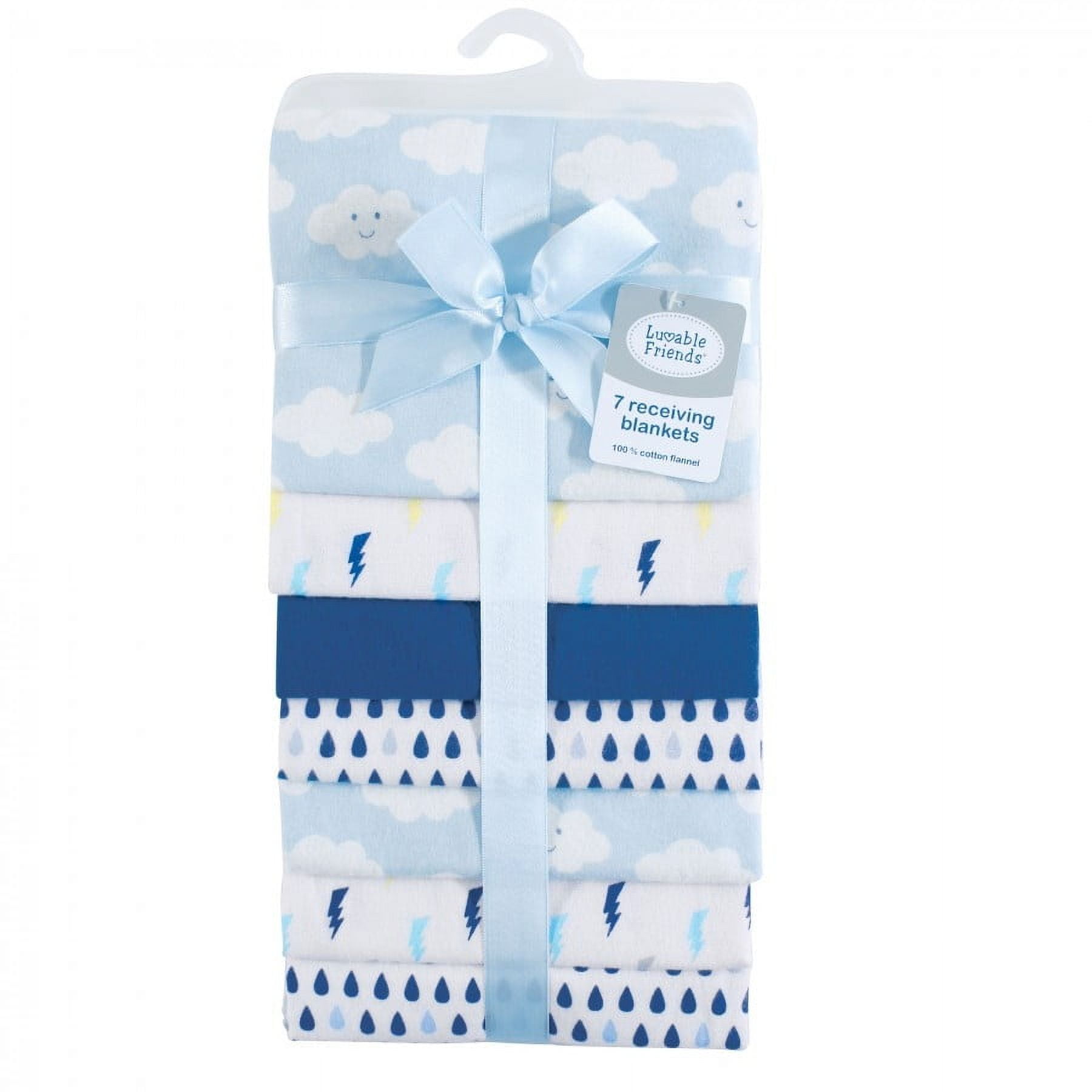 Luvable Friends Baby Boy Cotton Flannel Receiving Blankets, Boy Clouds, One Size