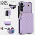 thumbnail image 3 of Compatible with Samsung Galaxy A36 5G Wallet Phone Case Tempered Glass Screen Protector Wrist Crossbody Strap Stand Credit Card Holder RFID Slot Cell Cover for A36 36A LTE SM-A366U Women Girls Purple, 3 of 9