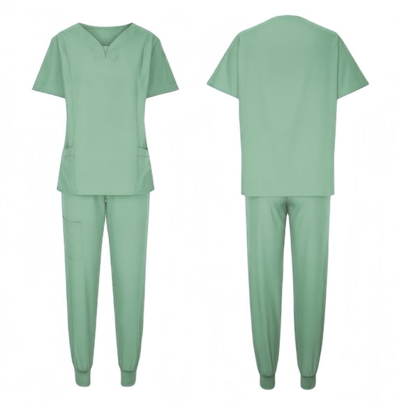Hurxie Scrubs Set for Women,Medical Women Scrubs,Nurse Uniform V-Neck Top and Straight Leg Pants with Multi Pocket Mint Green,S