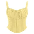 thumbnail image 2 of Feancey Women Corset Lace Up Cami Crop Tops Ruched Casual Sleeveless Tank Top Shapewear Dressy Trendy Party Bustiers Yellow L, 2 of 6