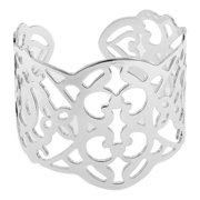 Wide Rhodium Filigree Cuff