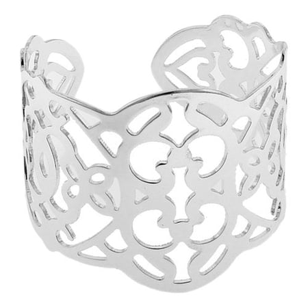 Wide Rhodium Filigree Cuff