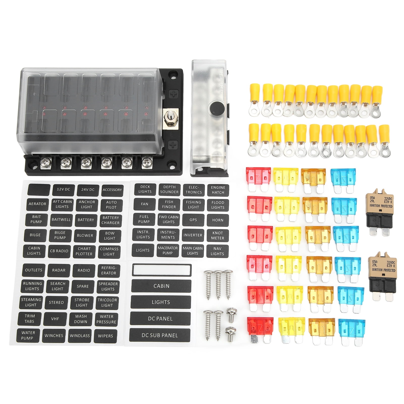 Blade Fuse Box, Electrical Fuse Block 100A LED Indicator For Yachts For