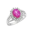 thumbnail image 6 of RYLOS Rings for Women Sterling Silver Ring Princess Diana Inspired 9X7MM Gemstone & Halo of  Diamonds July Star Ruby Jewelry for Women Size 8, 6 of 7