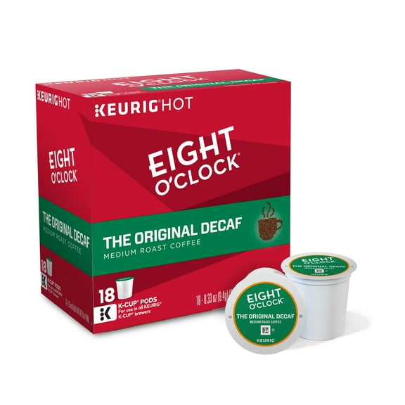 Eight O'Clock Coffee The Original Decaf Keurig Single-Serve K-Cup Pods, Medium Roast Coffee, 18 Count