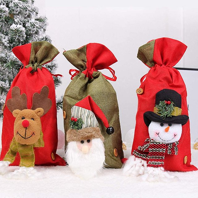Bolsas de Navidad con cordón de Santa Sacks, bolsas de Navidad de tela con diseño 3D para suministros de fiesta de Navidad, 14,5 X 7,7 pulgadas ShuxiuWang 8390613539335