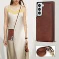 thumbnail image 6 of Crossbody Wallet Case for Samsung Galaxy S23 5G, Kickstand with Adjustable Removable Lanyard Neck Strap Case Card Holder Case Shockproof Cover Magnetic Clasp Cover Flip Case -Brown, 6 of 14