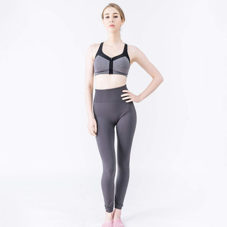 Sheebo Womens Seamless Full Length High Waist Leggings for Female, Gray,  L/XL