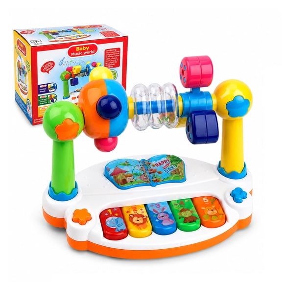 Funtogether Toys Musical Piano Toy for Toddlers, Educational Tap Toy with Lights and Music