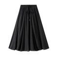 thumbnail image 7 of Sngxgn Solid Stretchy Cotton High Waist A-line Flared Casual Skater Mini Skirt(Black,One Size), 7 of 7