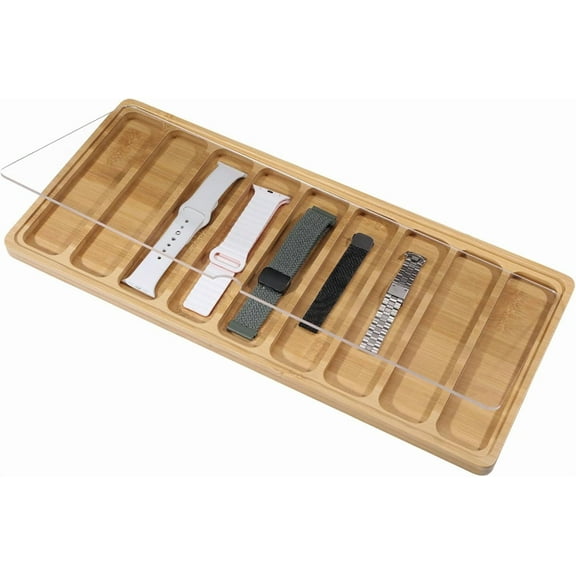9 Slots Wooden Watch Band Display Case Watch Band Organizer