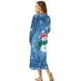 thumbnail image 2 of SEANATIVE Christmas Nightgown for Women Long Sleeve Sleep Shirt with Button Front Pajama Dress Night Gown Cozy Full Length Nightdress for Casual Home Bedroom, S, Snowman Snowflake Blue, 2 of 7